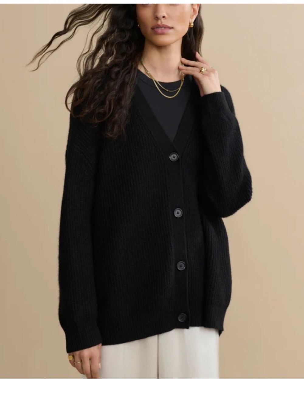 Jenni Kayne Cocoon Cardigan Cashmere Women's Medium Knit Sweater Black Button